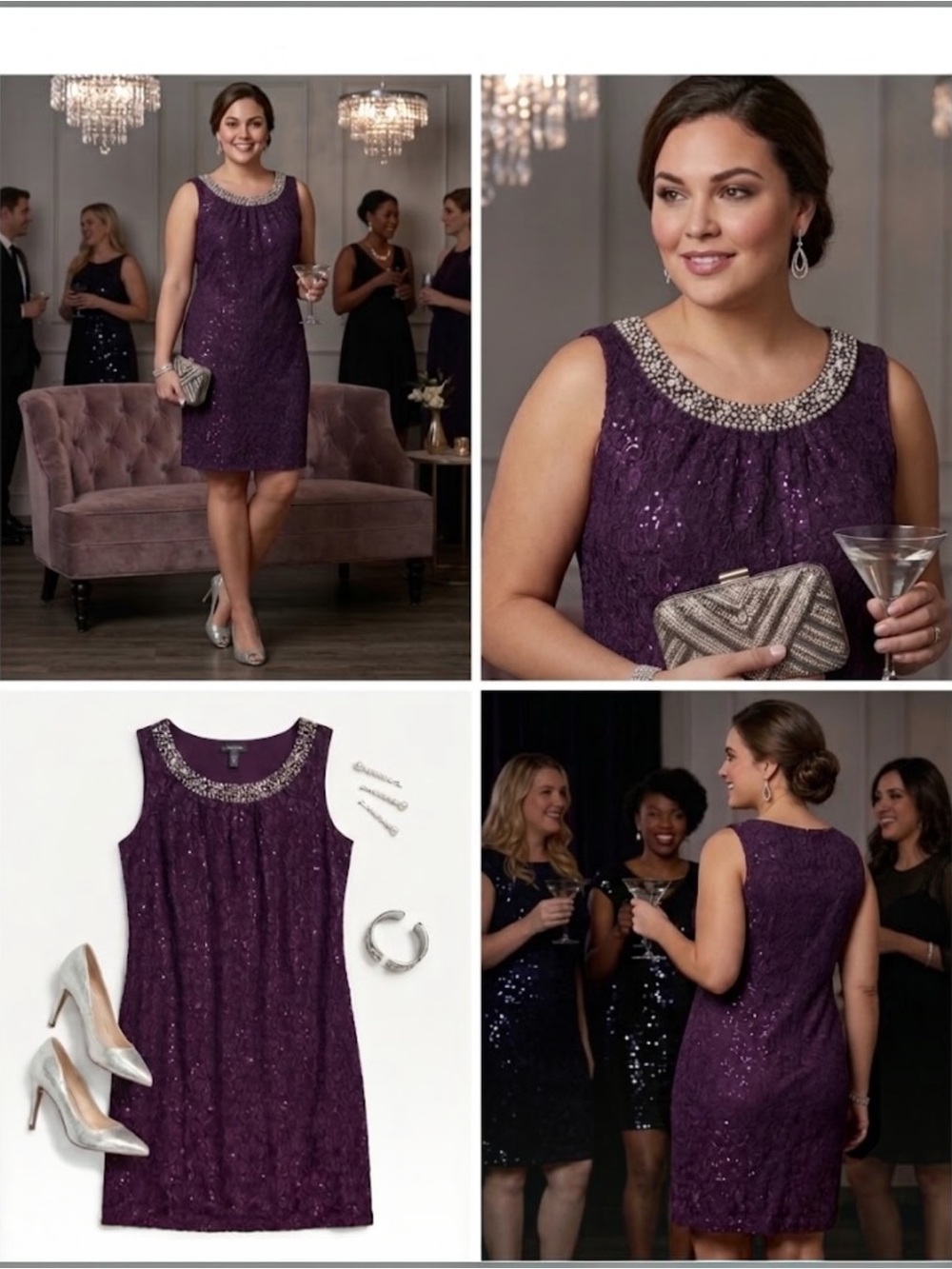 Sleeveless Embellished Purple Dress